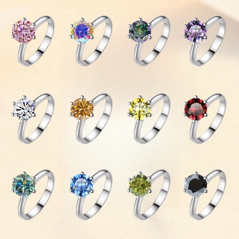 T Family Six-Claw Ring Moissanite Ring Classic Couple Wedding Engagement 925 Sterling Silver Ring Manufacturers - Image 2